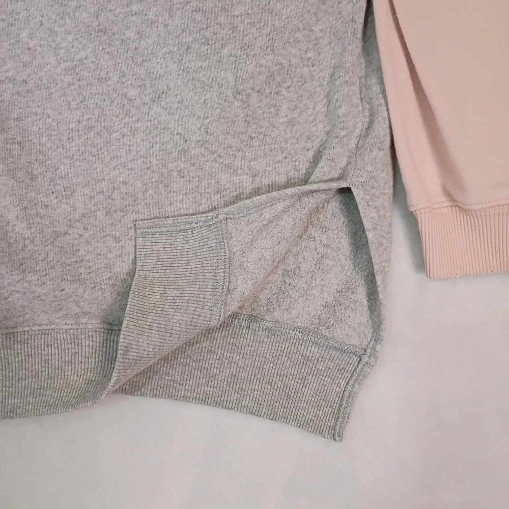American Eagle Ahh-mazingly Soft Colorblock Raglan Sweatshirt Gray Pink Medium - Picture 5 of 14